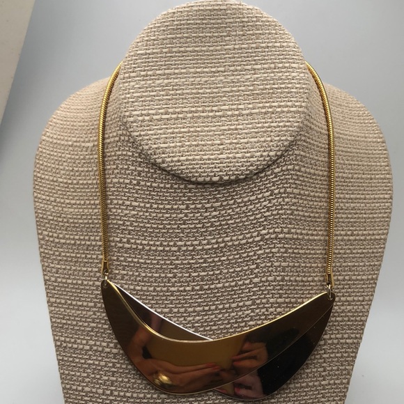 Naper Duotone Boomerang Shape Gold and Silver Choker, Signed Napier, VTG - Picture 1 of 8